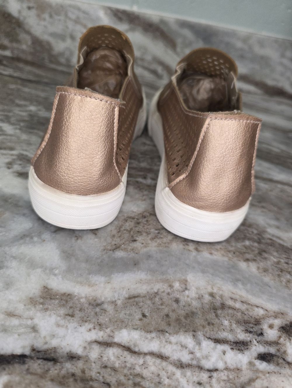 Restricted Women’s Slip-On Perforated Casual Sneakers - Rose Gold - Picture 5 of 8